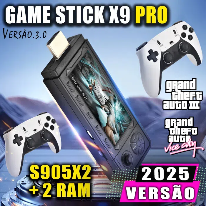 Game Stick X9 – 128GB com Emuelec 4.8 Personalizado ( Pilha )