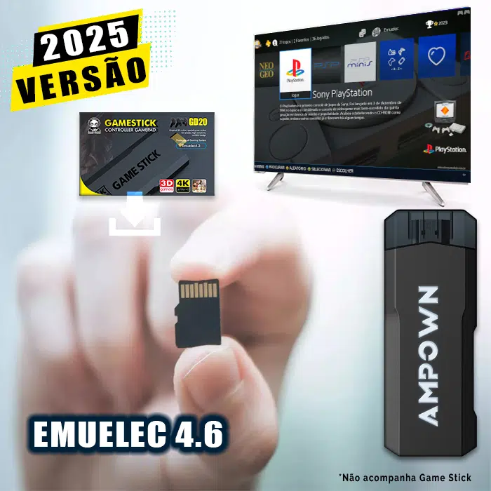 Cartão 128Gb com Imagem 5.0 e Jogos para Game Stick GD20