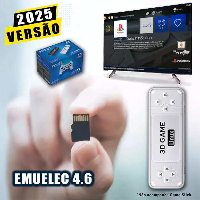 Cartão 128Gb com Imagem 5.0 e Jogos para Game Stick Y6