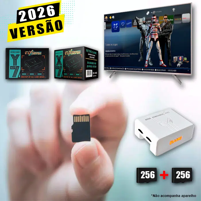 2 Cartões (256Gb + 256Gb) com Imagem 5.0 e Jogos para Game Stick Y7