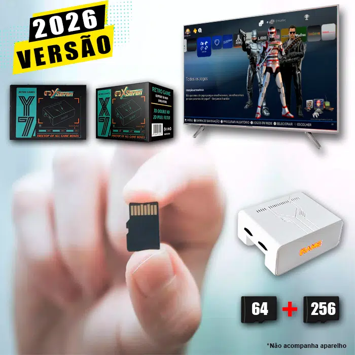 2 Cartões (64Gb + 256Gb) com Imagem 5.0 e Jogos para Game Stick Y7