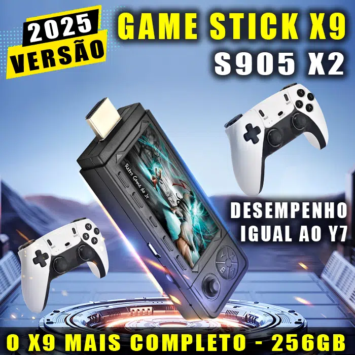 Game Stick X9 Ver 4.0 – 256 GB com Emuelec 4.8 Personalizado - Pilha