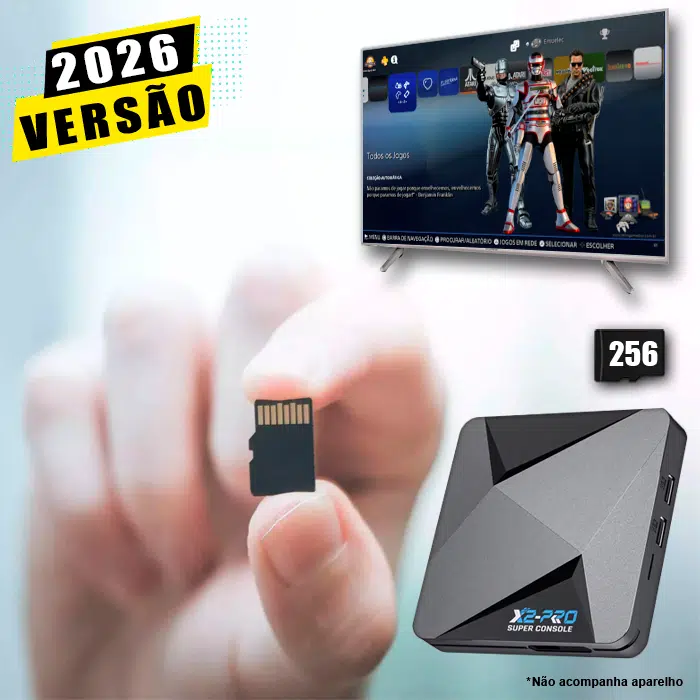 (A) Cartão 256Gb com Imagem 5.0 e Jogos para Super Console X2 Pro