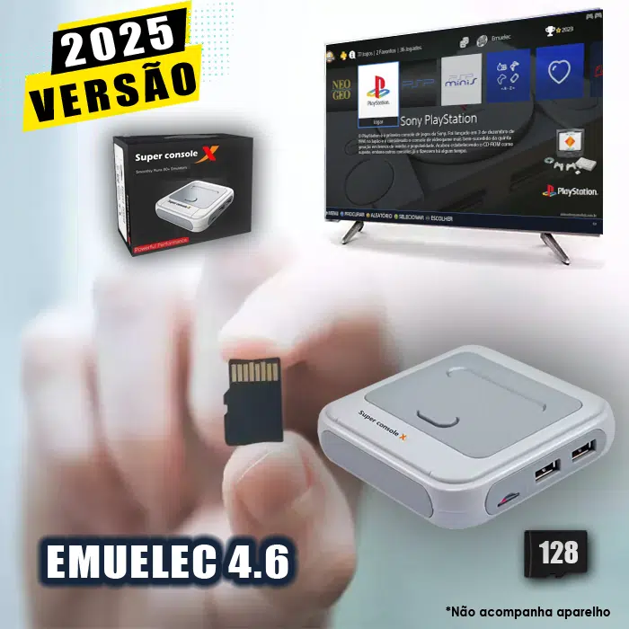 Cartão 128Gb com Imagem 5.0 e Jogos - Super Console X