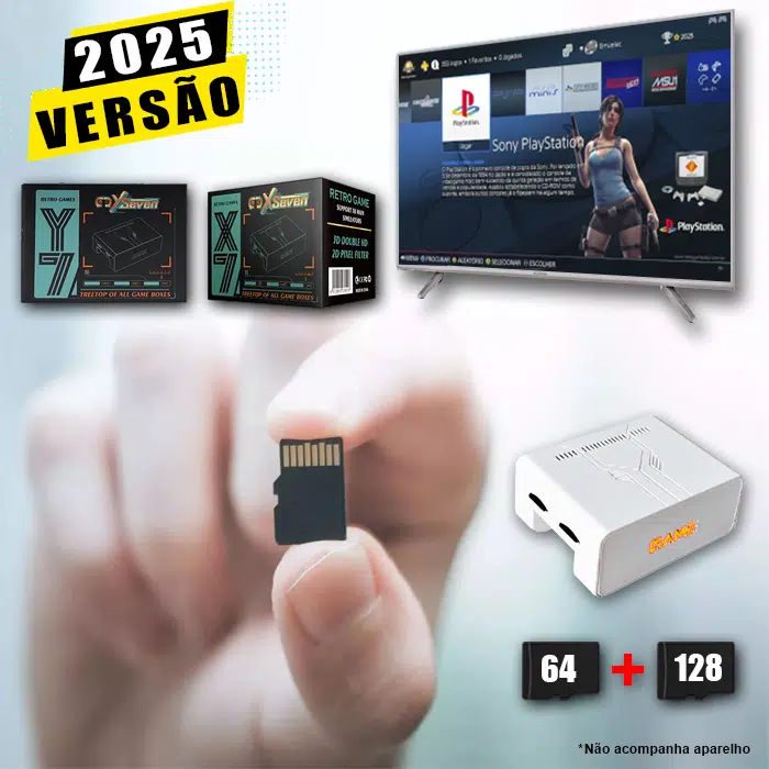 2 Cartões (64Gb + 128Gb) com Imagem 4.0 e Jogos - Game Stick Y7