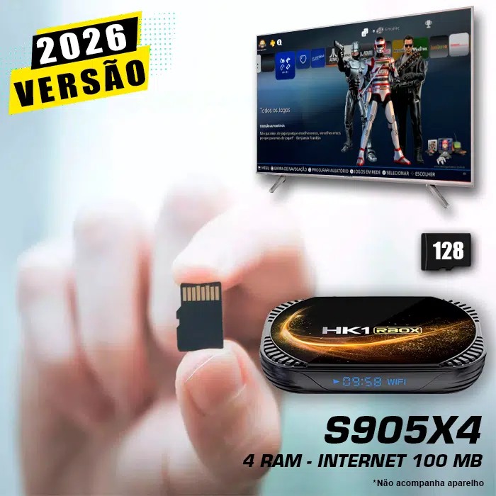 Cartão 128Gb com Imagem 5.0 e Jogos para RetroBox HK1 Rbox s905x4 (4 Ram) e (100mb)