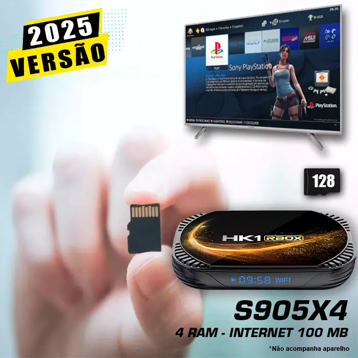 Cartão 128Gb com Imagem 4.0 e Jogos para RetroBox HK1 Rbox s905x4 (4 Ram) e (100mb)
