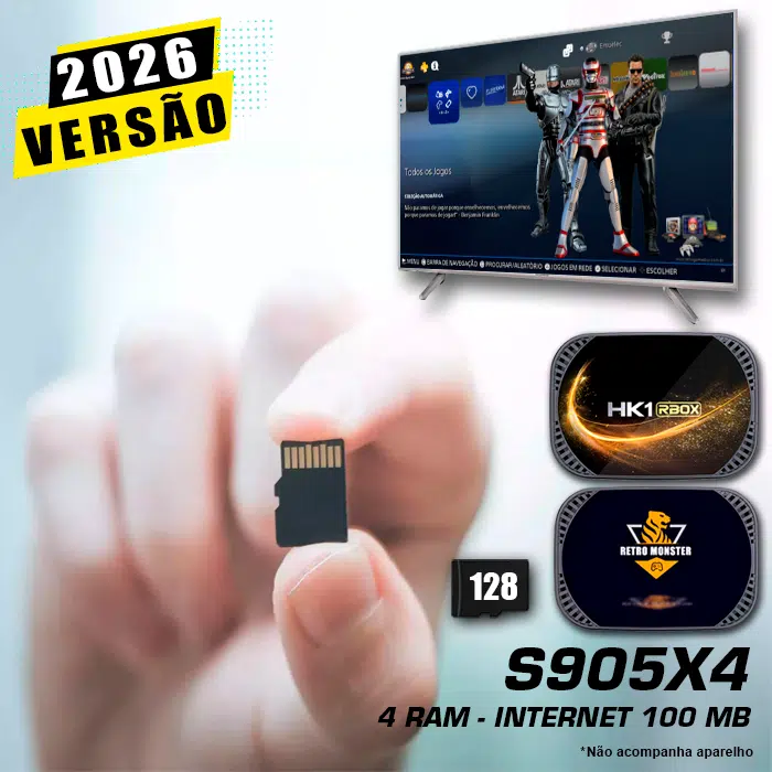 Cartão 128Gb com Imagem 5.0 e Jogos para para Retro Monster e HK1 Rbox