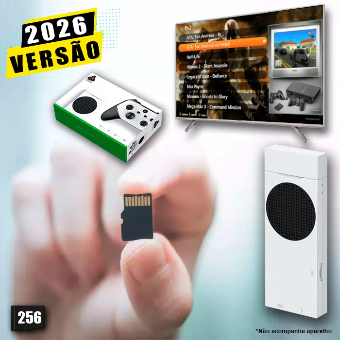 Cartão 256Gb com Imagem 2.0 e Jogos para Game Stick M88