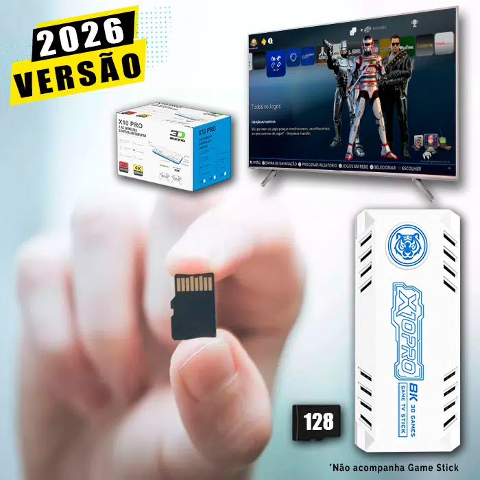 Cartão 128Gb com Imagem 5.0 e Jogos para Game Stick X10 Pro