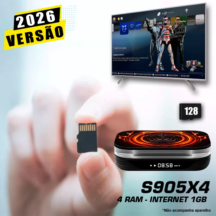 Cartão 128Gb com Imagem 5.0 e Jogos para Super Console X4 Plus