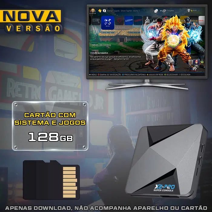 Cartão 128Gb com Imagem 6.0 e Jogos para Super Console X2 Pro