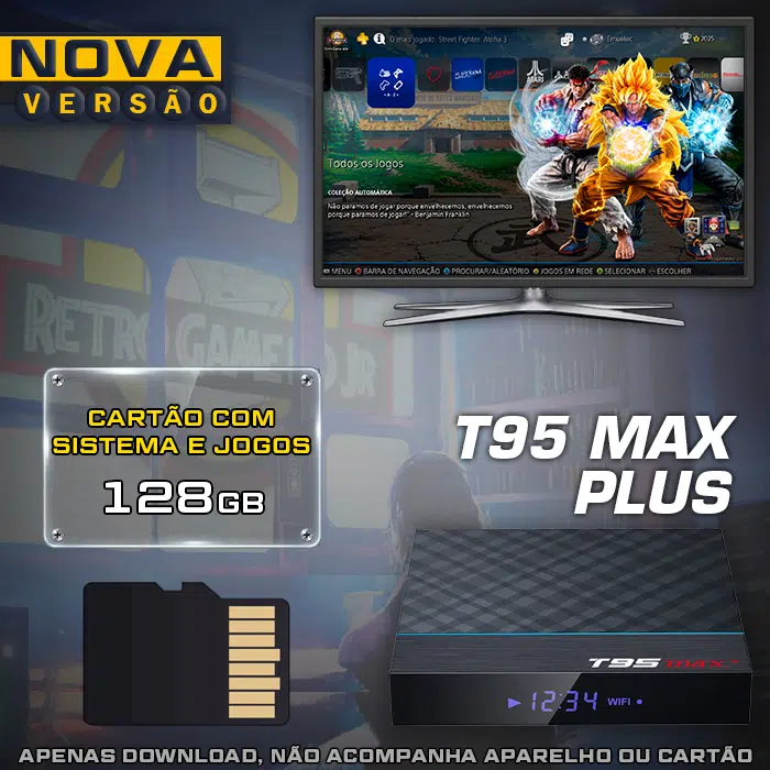 Cartão 128Gb com Imagem 6.0 e Jogos para RetroBox T95 Max+ s905x3 (4 Ram)