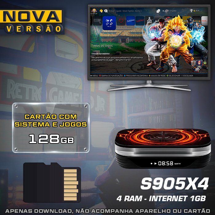 Cartão 128Gb com Imagem 6.0 e Jogos para Super Console X4 Plus